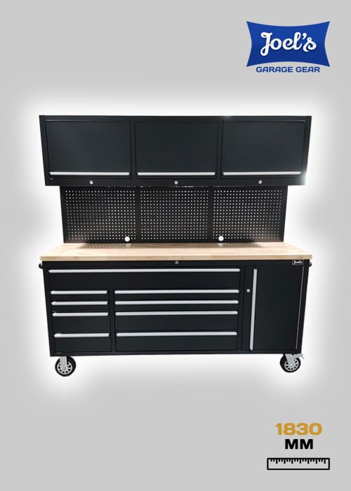 72" Black Mobile Toolbox Workstation