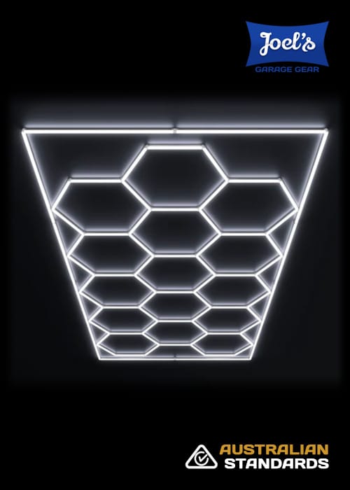 Hexagon LED Garage Lights – 15 Grid + Border