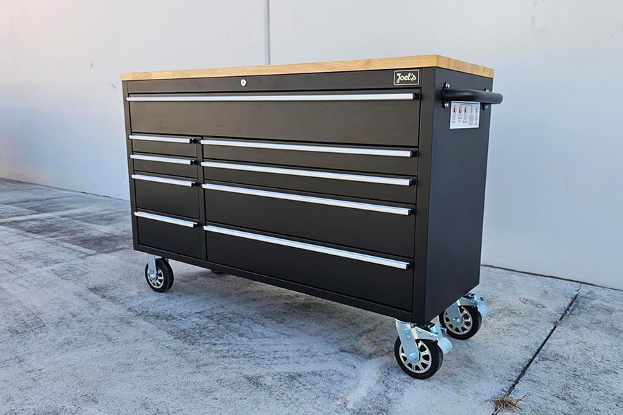 55" Black Workbench Tool Trolley