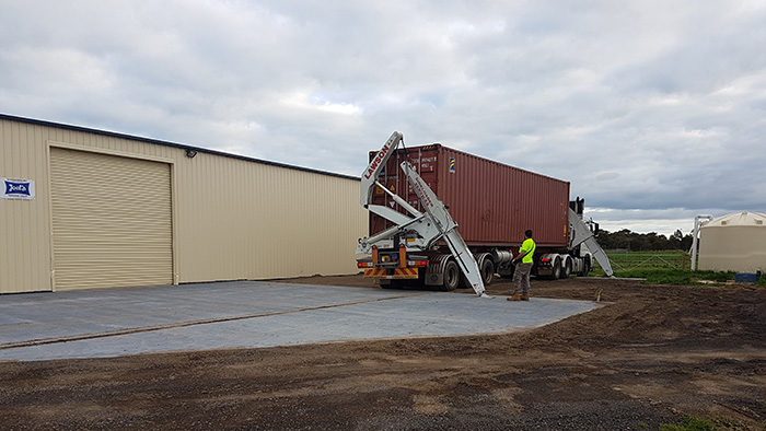 Joels Container Being Unloaded