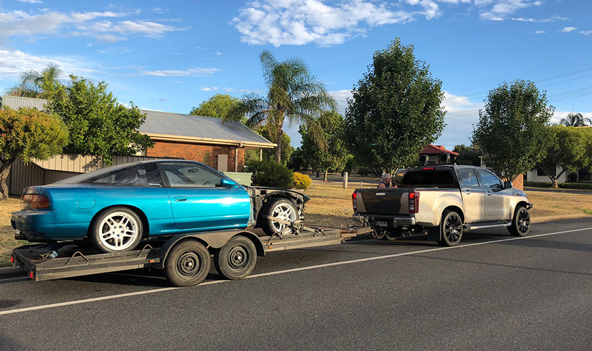 180sx on a trailer