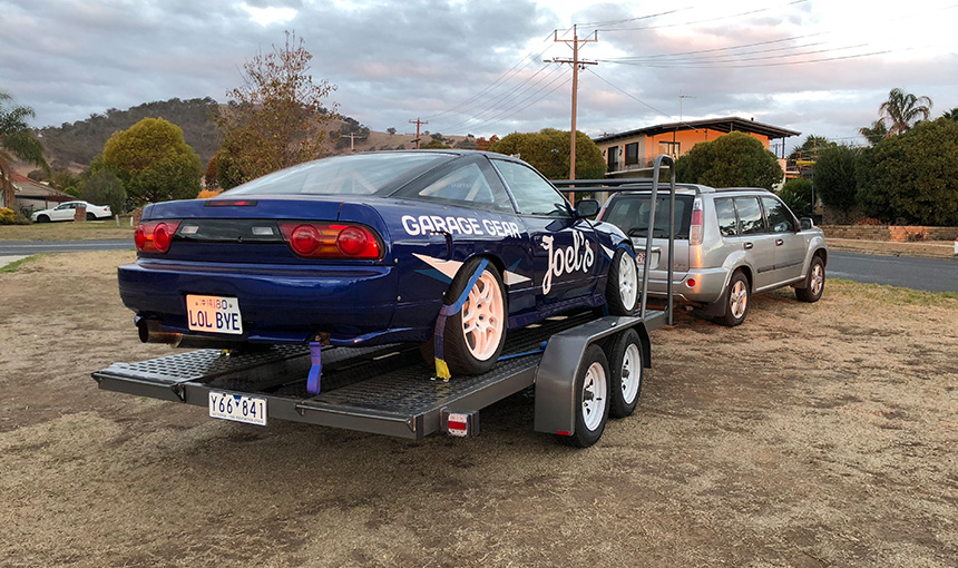 180SX loaded on to trailer
